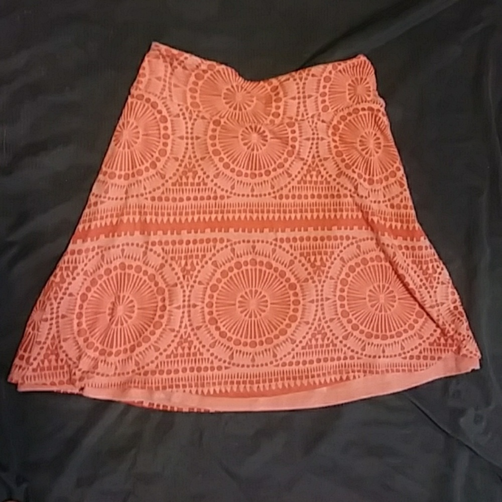 Womens Skirt Peachy Orange Coral tones Above Knee Stretchy B8 - Picture 5 of 5
